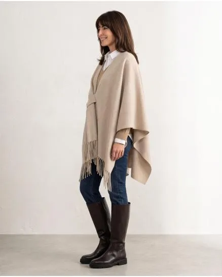 Schultertuch mit Fransen in beige von Moda Italia