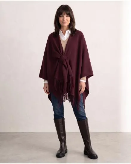 Schultertuch mit Fransen in bordeaux von Moda Italia