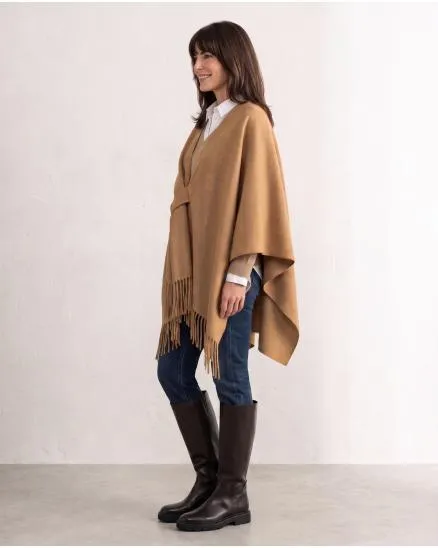 Schultertuch mit Fransen in camel von Moda Italia