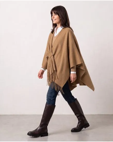 Schultertuch mit Fransen in camel von Moda Italia