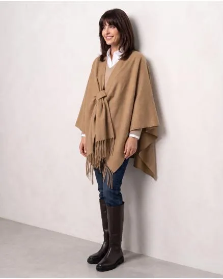 Schultertuch mit Fransen in camel von Moda Italia