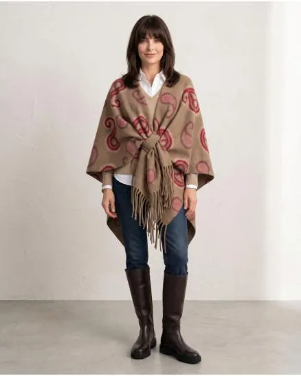 Schultertuch mit Fransen in cognac von Moda Italia