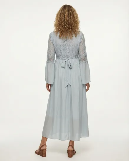 Seidenkleid mit Spitze in grau von Spaziodonna