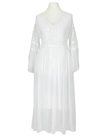 Seidenkleid mit Spitze in wei� von Spaziodonna