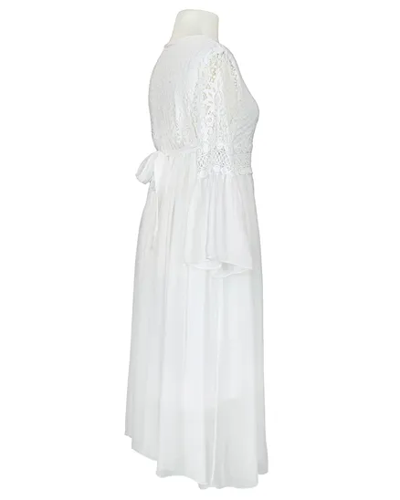 Seidenkleid mit Spitze in wei� von Spaziodonna