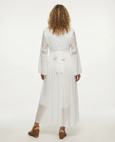 Seidenkleid mit Spitze in wei� von Spaziodonna