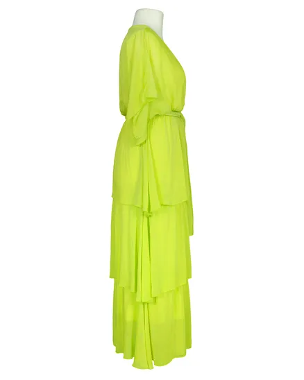Seidenkleid mit Volant in limette von Made in Italy