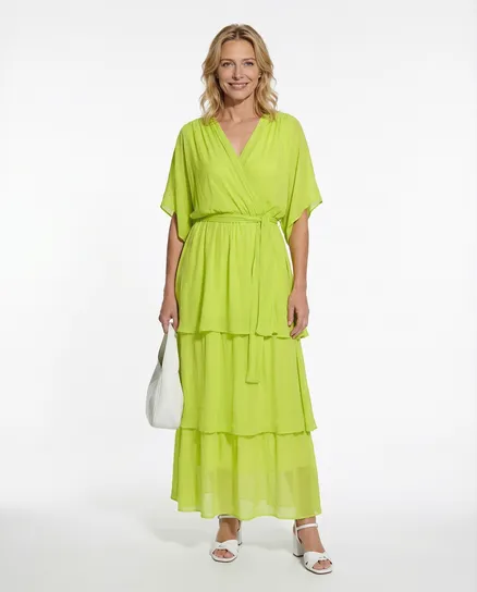 Seidenkleid mit Volant in limette von Made in Italy