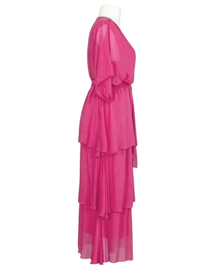 Seidenkleid mit Volant in pink von Made in Italy