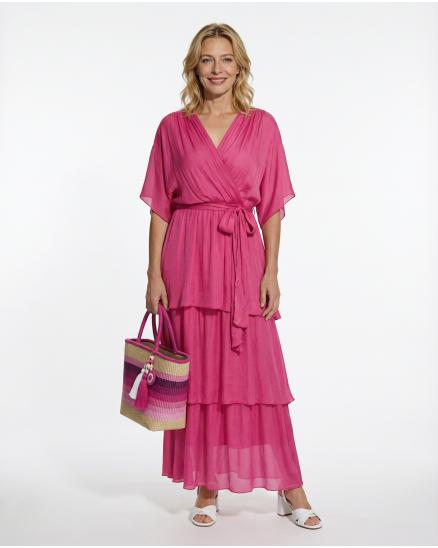 Seidenkleid mit Volant in pink von Made in Italy