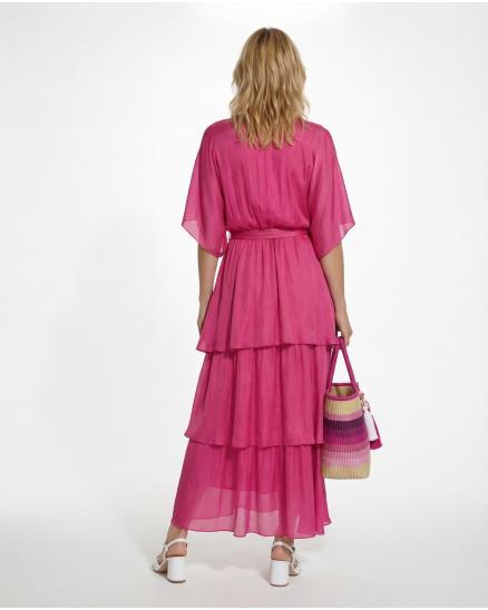 Seidenkleid mit Volant in pink von Made in Italy
