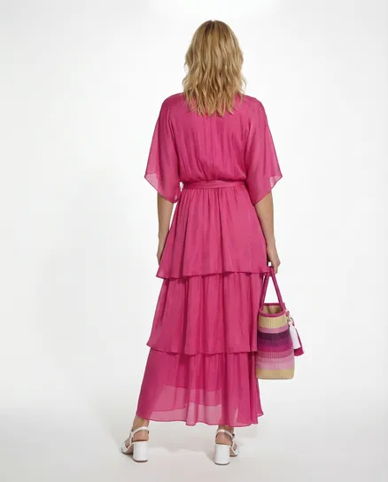 Seidenkleid mit Volant in pink von Made in Italy