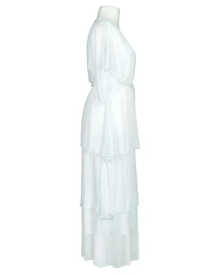 Seidenkleid mit Volant in wei� von Made in Italy