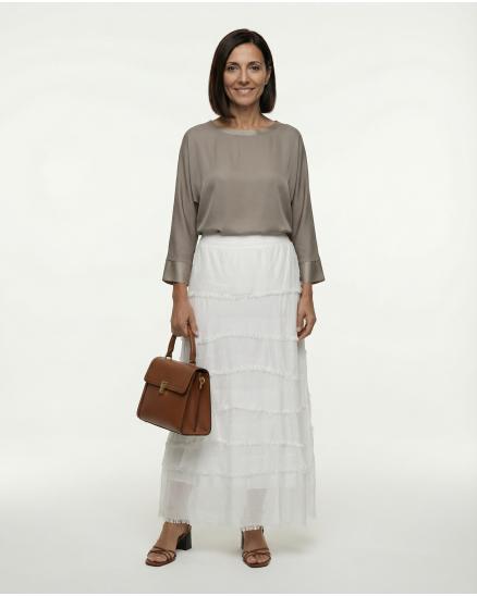 Seidenrock mit Volants in weiss von Made in Italy