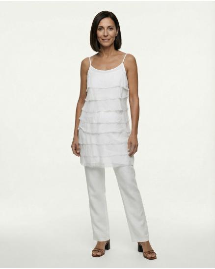 Seidentop mit Volant in weiss von Spaziodonna