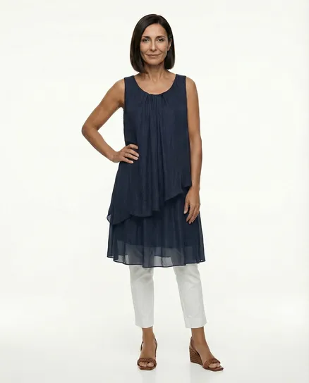 Seidentunika Lagenlook in blau von Spaziodonna