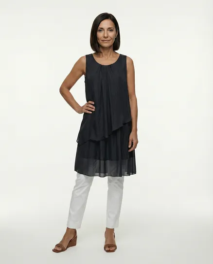 Seidentunika Lagenlook in schwarz von Spaziodonna