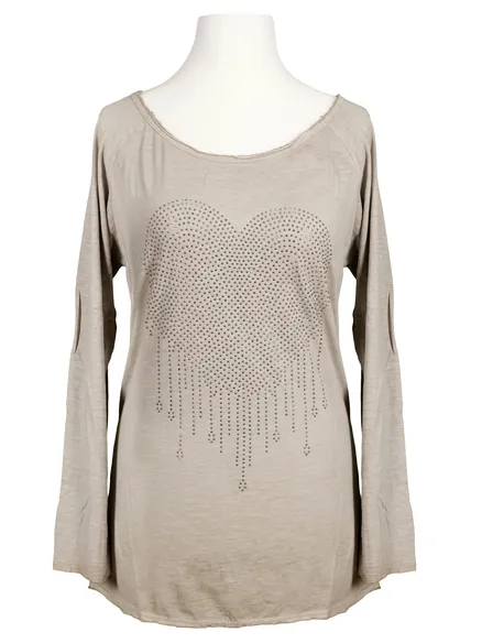 Shirt Herz in taupe von Spaziodonna