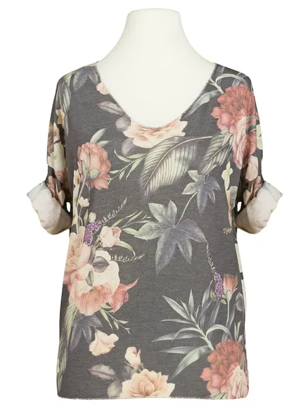 Shirt mit Blumen in grau von Spaziodonna
