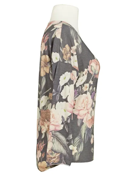 Shirt mit Blumen in grau von Spaziodonna