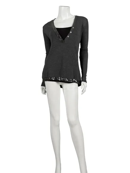 Shirt mit Pailletten 2-tlg. in anthrazit von Diana