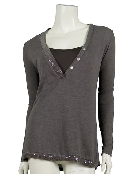 Shirt mit Pailletten 2-tlg. in braun von Diana