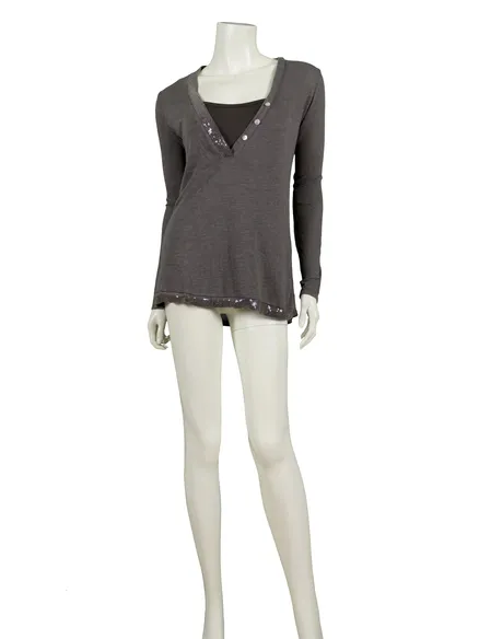Shirt mit Pailletten 2-tlg. in braun von Diana