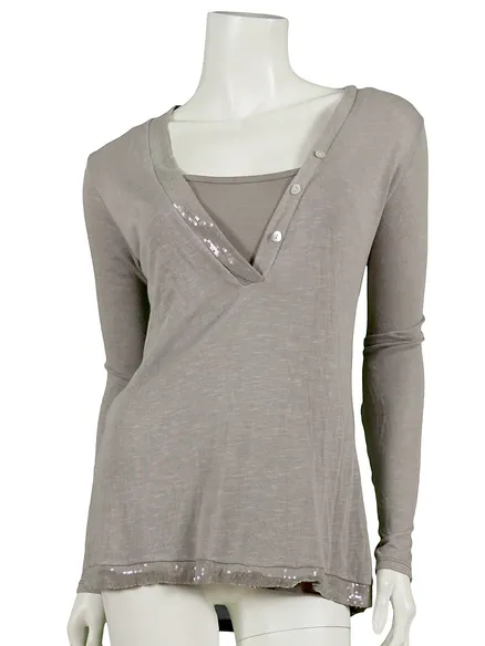 Shirt mit Pailletten 2-tlg. in braun von Diana