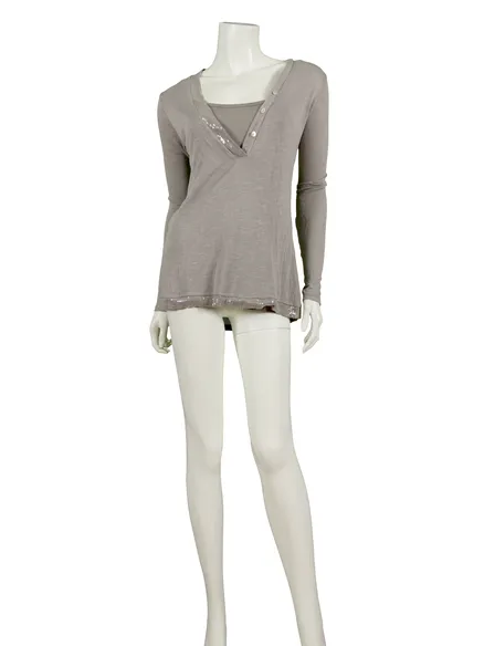 Shirt mit Pailletten 2-tlg. in braun von Diana
