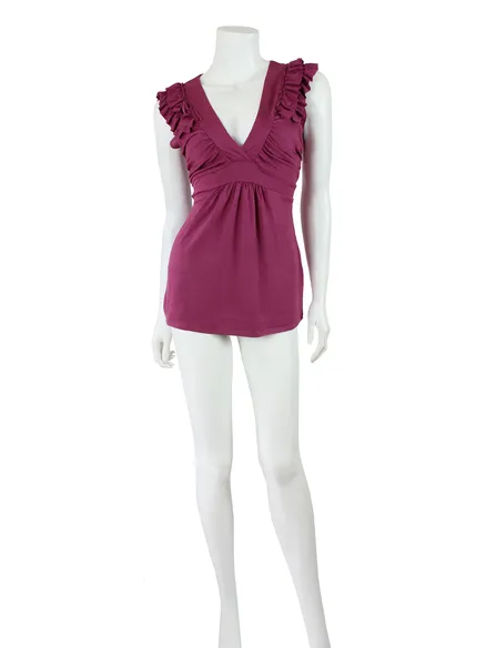 Shirt mit R�schen in aubergine von Fashion Elle