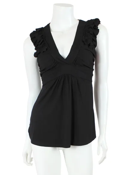 Shirt mit R�schen in schwarz von Fashion Elle