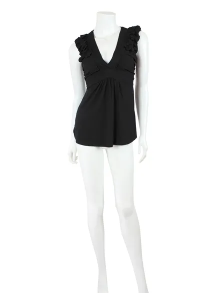 Shirt mit R�schen in schwarz von Fashion Elle