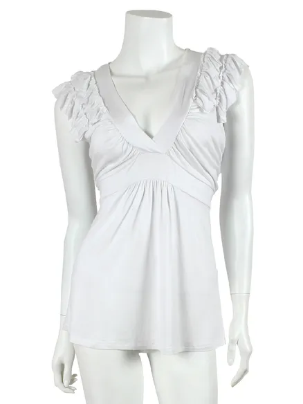 Shirt mit R�schen in wei� von Fashion Elle