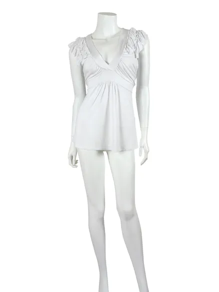 Shirt mit R�schen in wei� von Fashion Elle