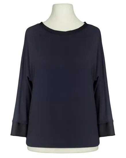 Shirt mit Satin in dunkelblau von Italia Moda