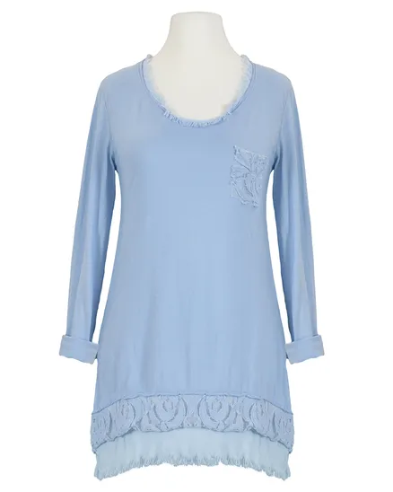 Shirt mit Spitze in hellblau von Spaziodonna
