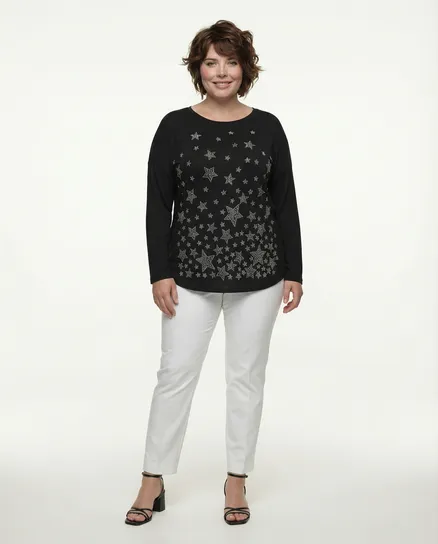 Shirt Sterne in schwarz von To Shine