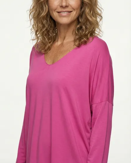 Shirt V-Ausschnitt in pink von New Collection