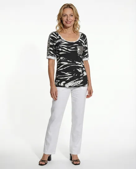 Shirt Zebra Look in schwarz von Farfalla