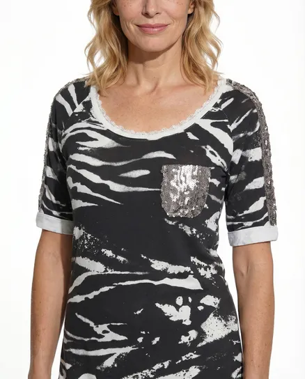 Shirt Zebra Look in schwarz von Farfalla