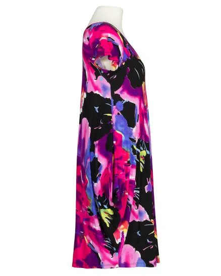 Shirtkleid Blumenmuster in schwarz von Spaziodonna