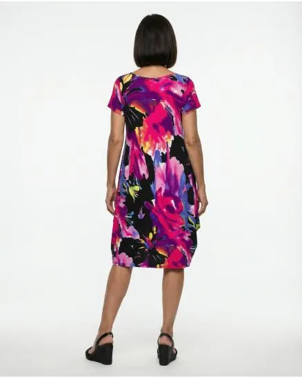 Shirtkleid Blumenmuster in schwarz von Spaziodonna