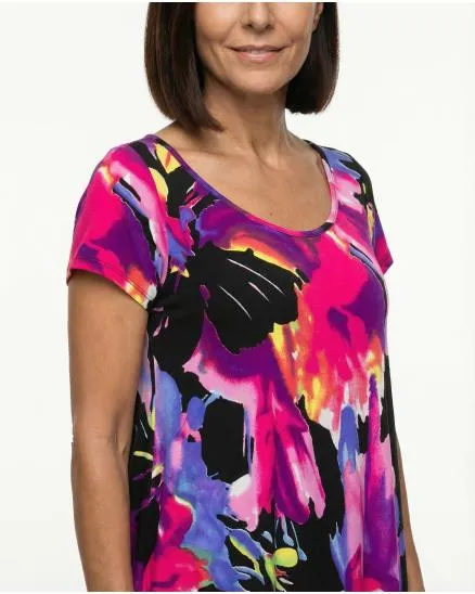 Shirtkleid Blumenmuster in schwarz von Spaziodonna