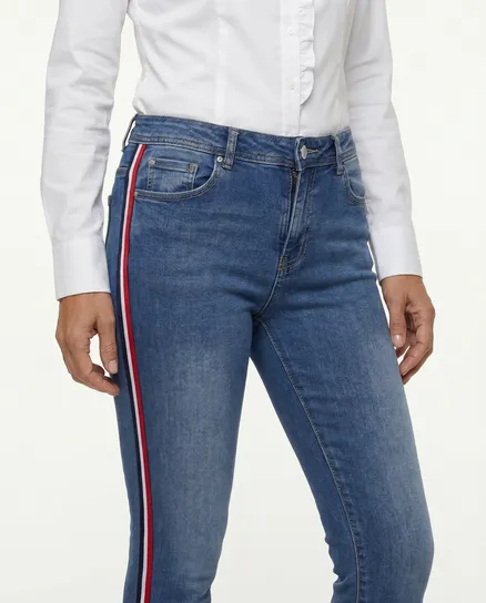 Skinny Jeans mit Streifen in blau von Made in Italy