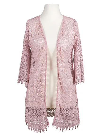 Spitzen Cardigan mit Seide in rosa von Spaziodonna