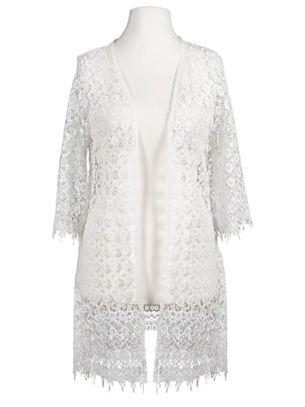 Spitzen Cardigan mit Seide in wei� von Spaziodonna