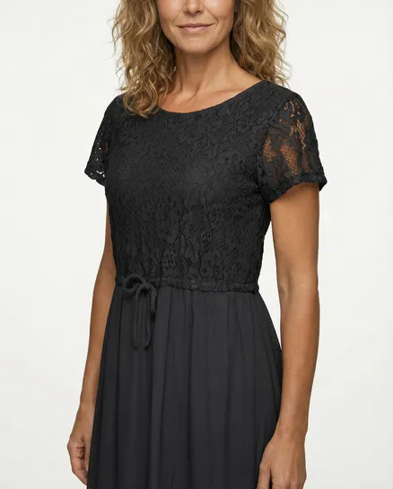 Spitzenkleid 2-tlg. mit Seide in schwarz von Diana