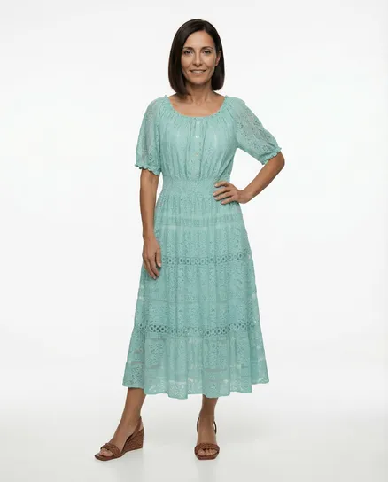 Spitzenkleid Baumwolle in mint von H. Trend