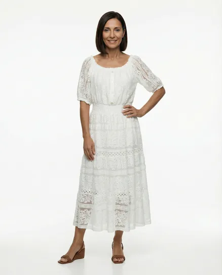 Spitzenkleid Baumwolle in wei� von H. Trend