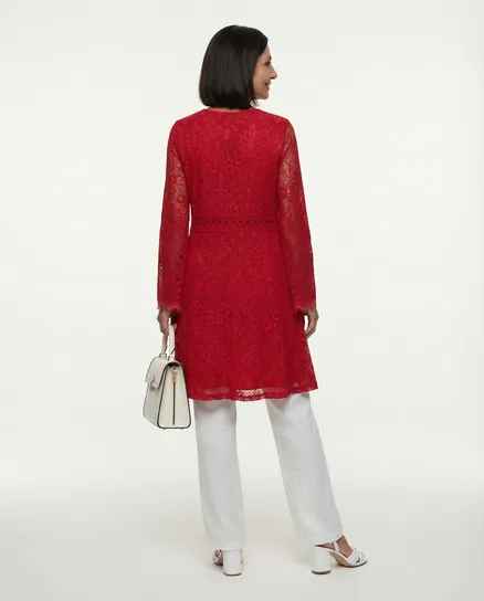 Spitzenkleid mit Baumwolle in rot von Spaziodonna